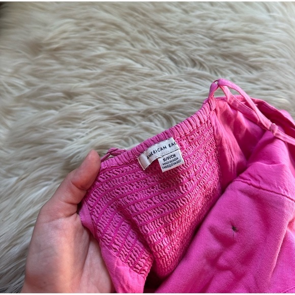 AMERICAN EAGLE Sleeveless Button Down Mini Dress In Bright Pink - Picture 4 of 5
